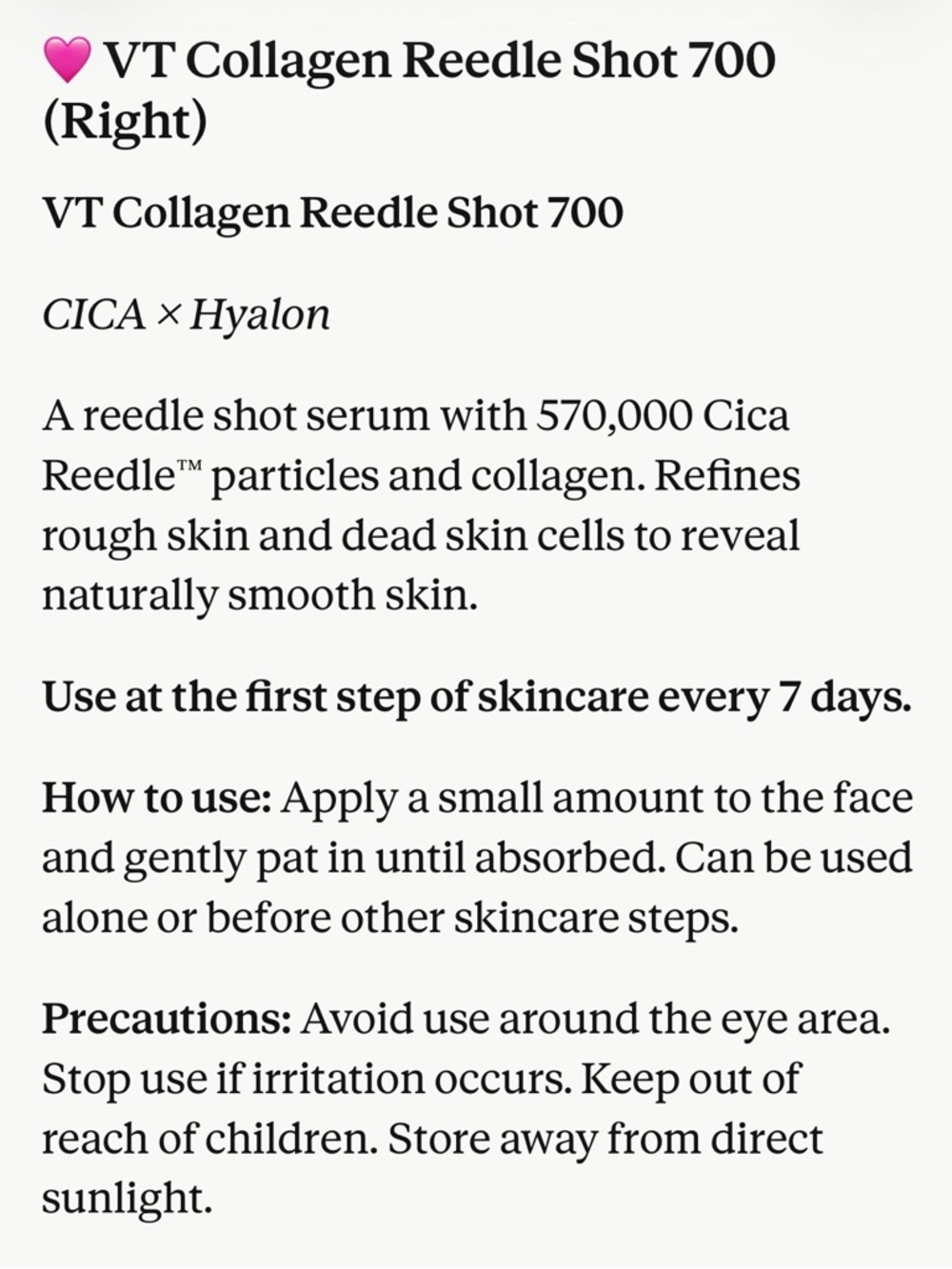 VT Cica Reeddle Needle Shot Lifting Eye Cream + Collagen Reedle Shot 700 - Picture 7 of 7